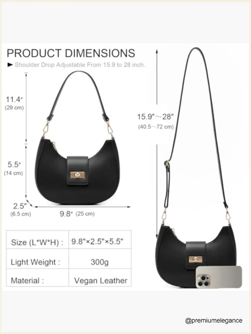 Retro Crescent Hobo Bag Faux Leather Crossbody Tote Purse